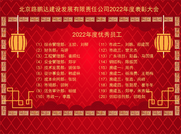 北京路鹏达建设发展有限责任公司 召开2022年度工作总结暨表彰大会